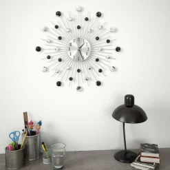 Seinäkello kvartsikoneisto moderni muotoilu 50 cm hopea/musta*FinePRICE New