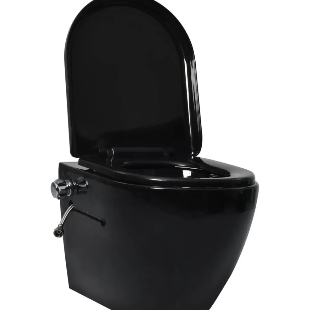 Seinäkiinnitettävä reunaton WC/bidee keramiikka musta*FinePRICE Discount