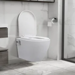 Seinäkiinnitettävä reunaton WC/bidee keramiikka valkoinen*FinePRICE Discount