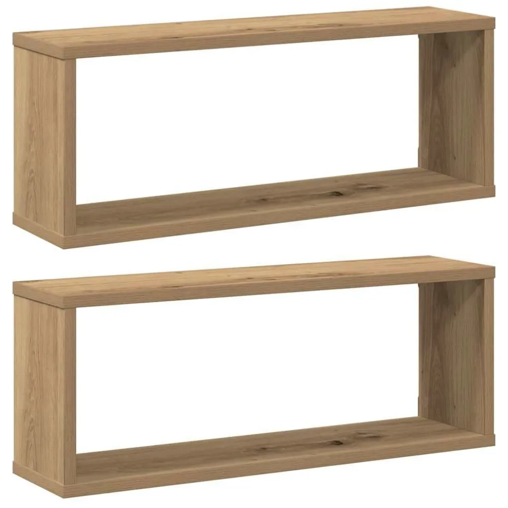 Seinäkuutiohyllyt 2 kpl käsityöläinen tammi tekninen puu (56589)*FinePRICE Hot