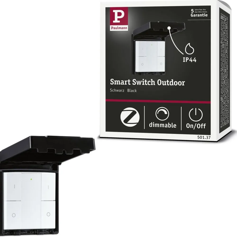 Sale Seinäkytkin ja himmennin ulkokäyttöön , Smart Home Zigbee 3.0, musta Ulkovalaisintarvikkeet