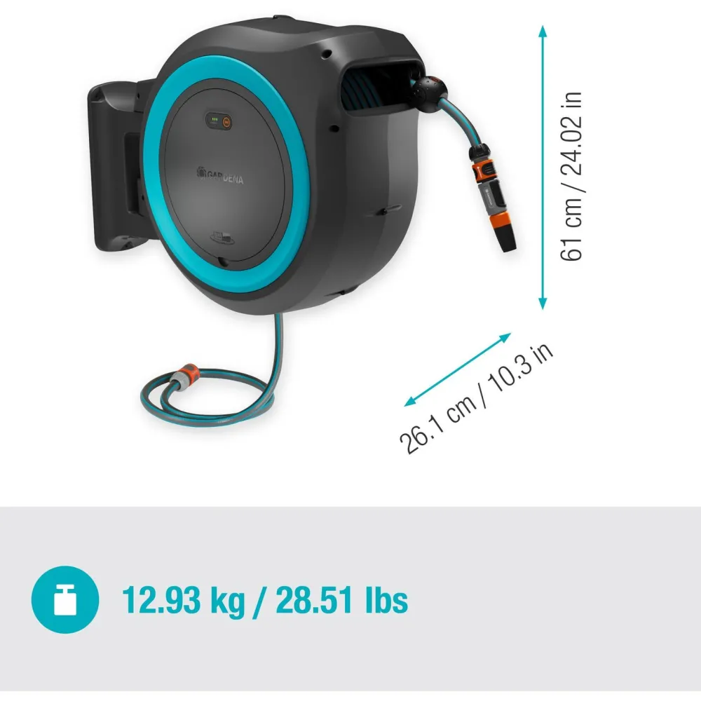 Seinäletkukela PowerRoll XXL Solo 40 m turkoosi 18V ilman akkua*Gardena Hot