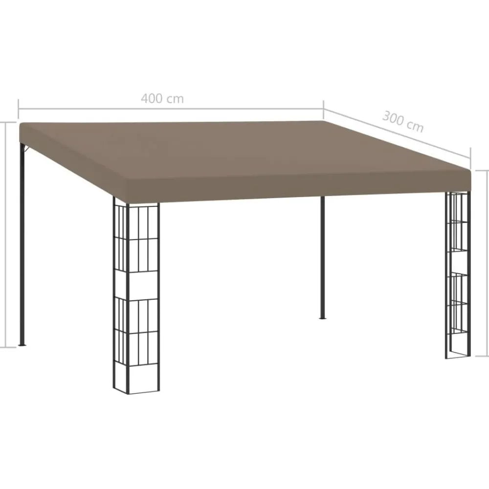 Seinään kiinnitettävä huvimaja 4x3 m harmaanruskea kangas*FinePRICE Outlet