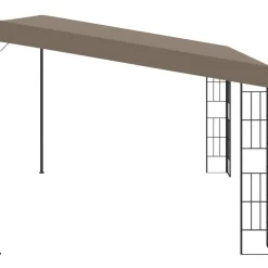 Seinään kiinnitettävä huvimaja 4x3 m harmaanruskea kangas*FinePRICE Outlet