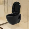 Seinään kiinnitettävä WC piilotetulla säiliöllä musta keraaminen*FinePRICE Clearance