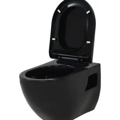 Seinään kiinnitettävä WC piilotetulla säiliöllä musta keraaminen*FinePRICE Clearance