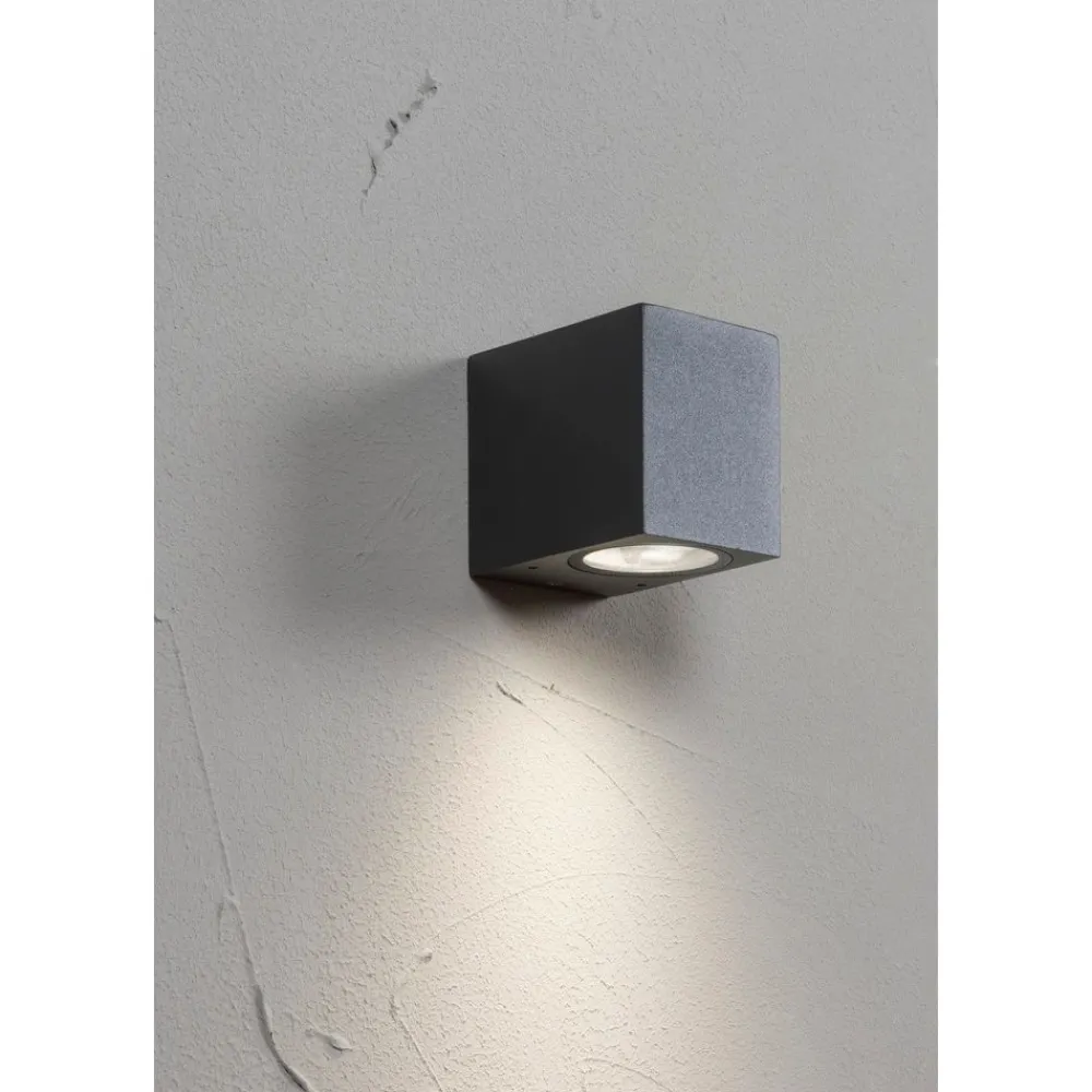 New Seinävalaisin Sund, max 11W, GU10, 80x68x93mm, IP44, antrasiitti/kirkas Ulkoseinävalaisimet