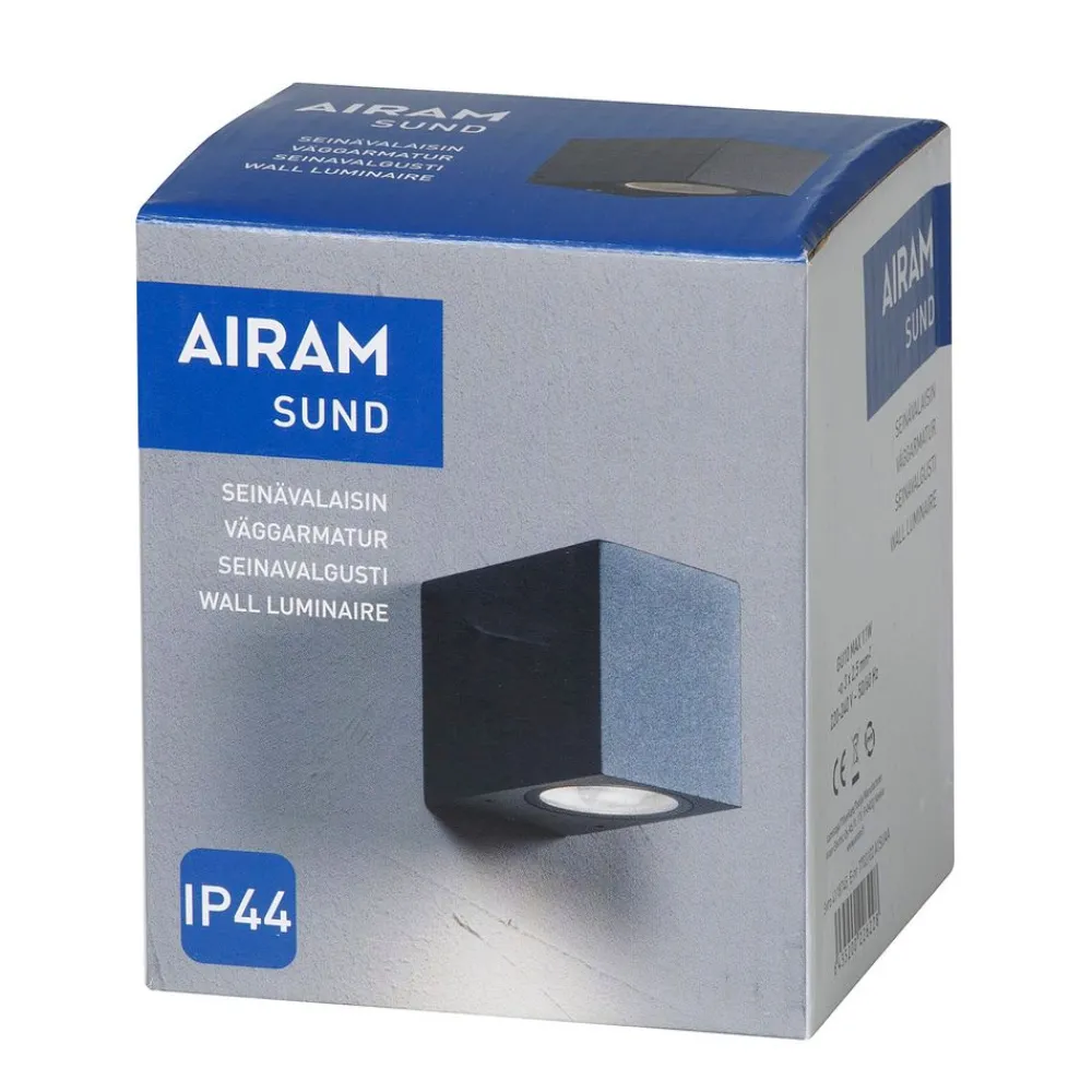 New Seinävalaisin Sund, max 11W, GU10, 80x68x93mm, IP44, antrasiitti/kirkas Ulkoseinävalaisimet