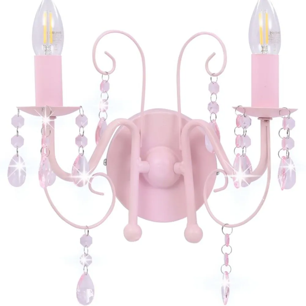 Online Seinävalaisin helmillä pinkki 2 x e14 polttimoa Seinävalaisimet