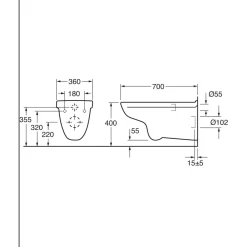 Seinä-WC-istuin 4G01, pidennetty malli, Hygienic Flush, ilman istuinkantta*Gustavsberg Clearance