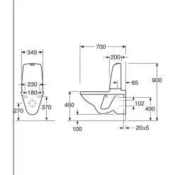 New Seinä-WC-istuin Nautic, 1522-säiliöllä, Hygienic Flush, kaksoishuuhtelu, ilman istuinkantta Seinä-Wc