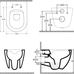 New Seinä-WC-istuin Infinity Rimless, huuhtelukaulukseton, matta, eri värejä Wc-Istuimet, Viemäröinti Taakse (P-Lukko)