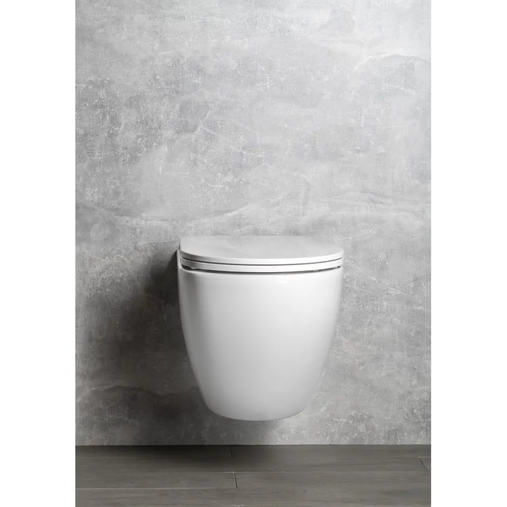 Seinä-WC-istuin Infinity Rimless, huuhtelukaulukseton, valkoinen*Interia New