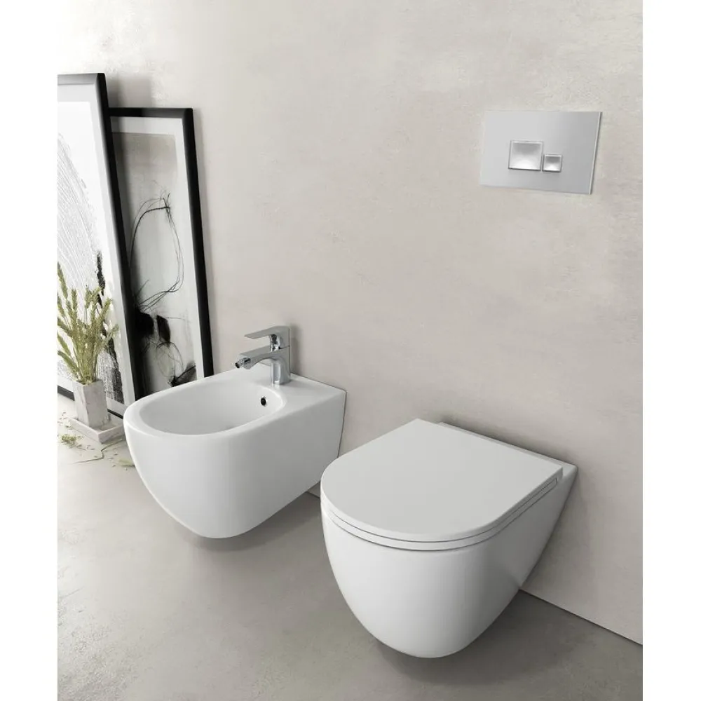 Seinä-WC-istuin Infinity Rimless, huuhtelukaulukseton, valkoinen*Interia New