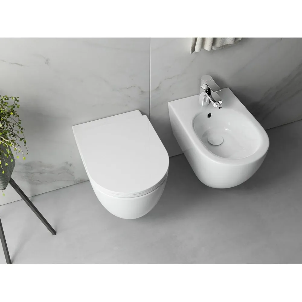 Seinä-WC-istuin Infinity Rimless, huuhtelukaulukseton, valkoinen*Interia New