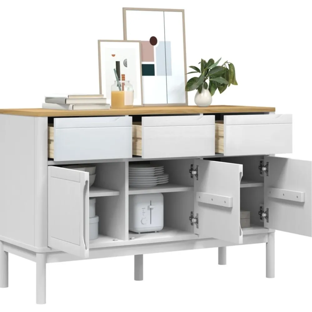 Discount Senkki FLORO valkoinen 114x43x74 cm täysi mänty (74024) Senkit