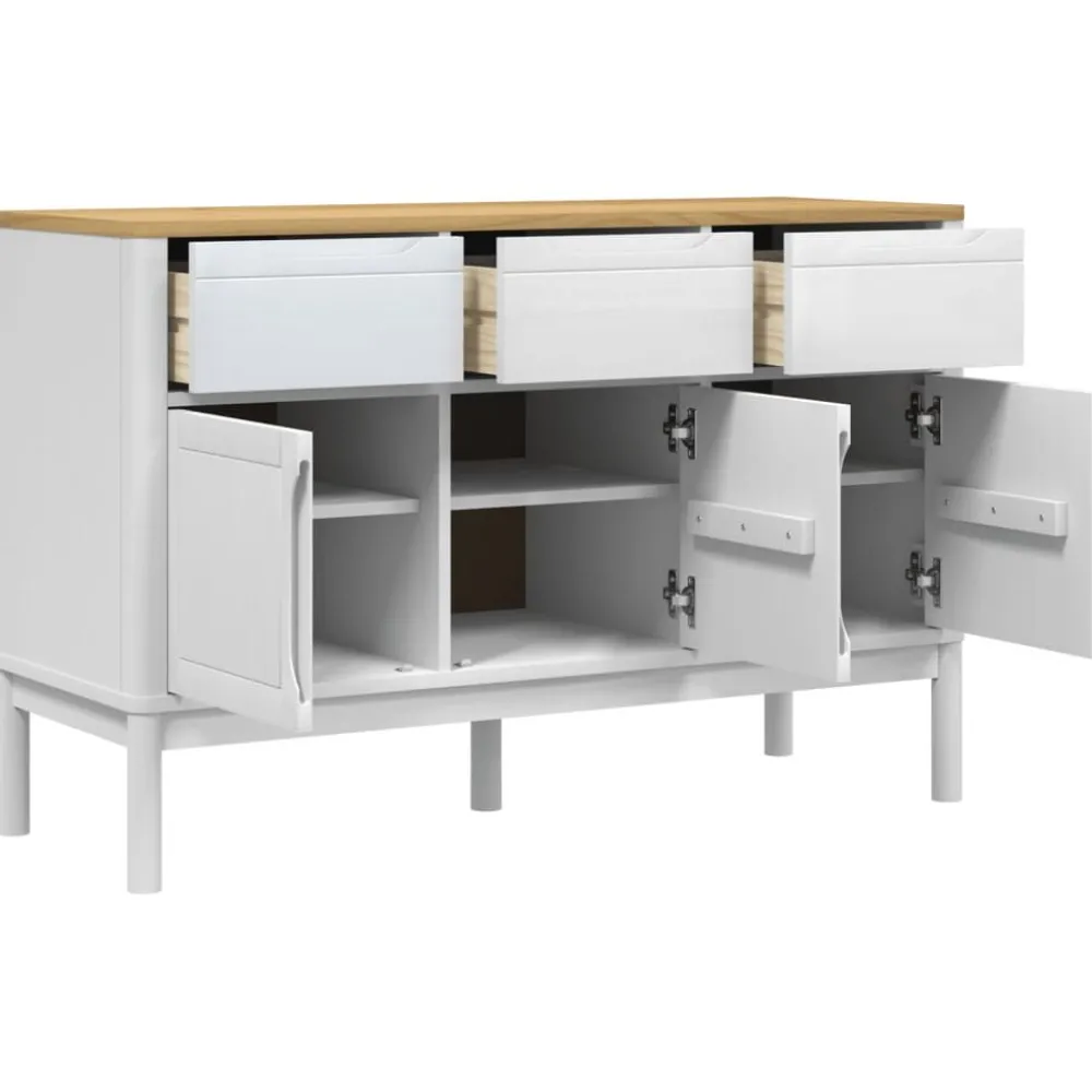 Discount Senkki FLORO valkoinen 114x43x74 cm täysi mänty (74024) Senkit
