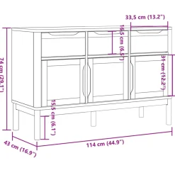 Discount Senkki FLORO valkoinen 114x43x74 cm täysi mänty (74024) Senkit