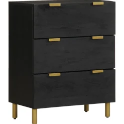 Hot senkki Musta 60x33x75 cm suunniteltu puu (17651) Senkit