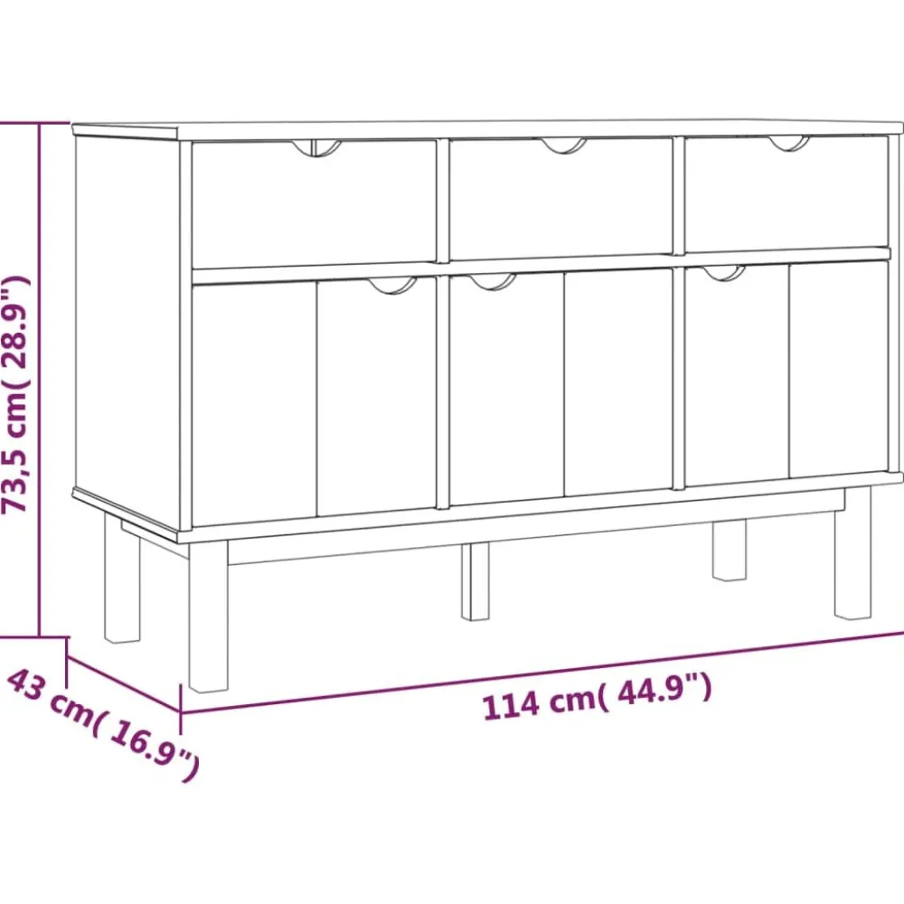 Outlet Senkki Otta 114x43x73,5cm, mänty, eri värejä Senkit