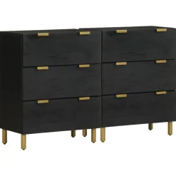 Senkkisarja 2-osainen Musta 60x33x75 cm suunniteltu puu (09992)*FinePRICE Discount