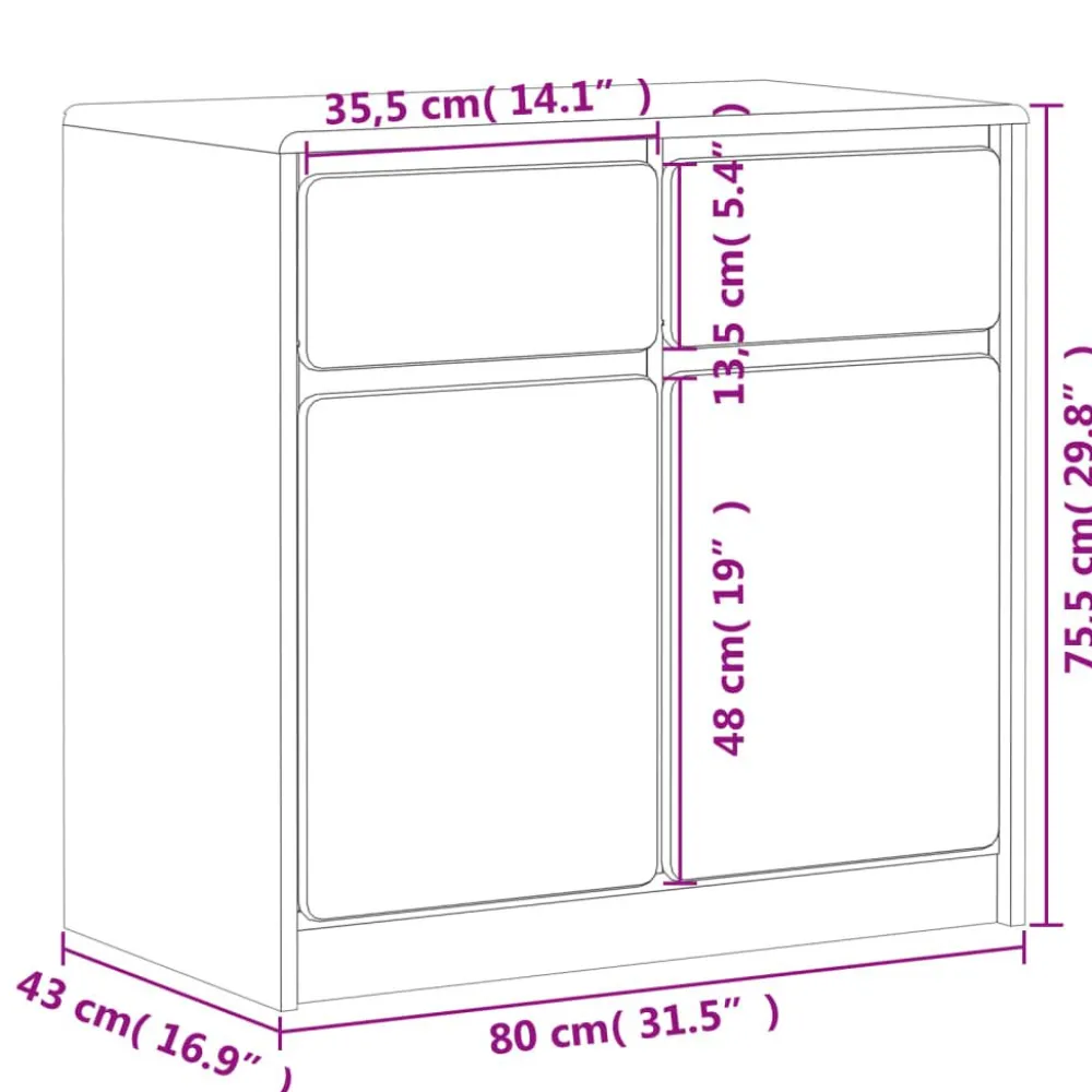Senkki SAUDA tammenvärinen 80x43x75,5 cm täysi mänty (77600) Senkit