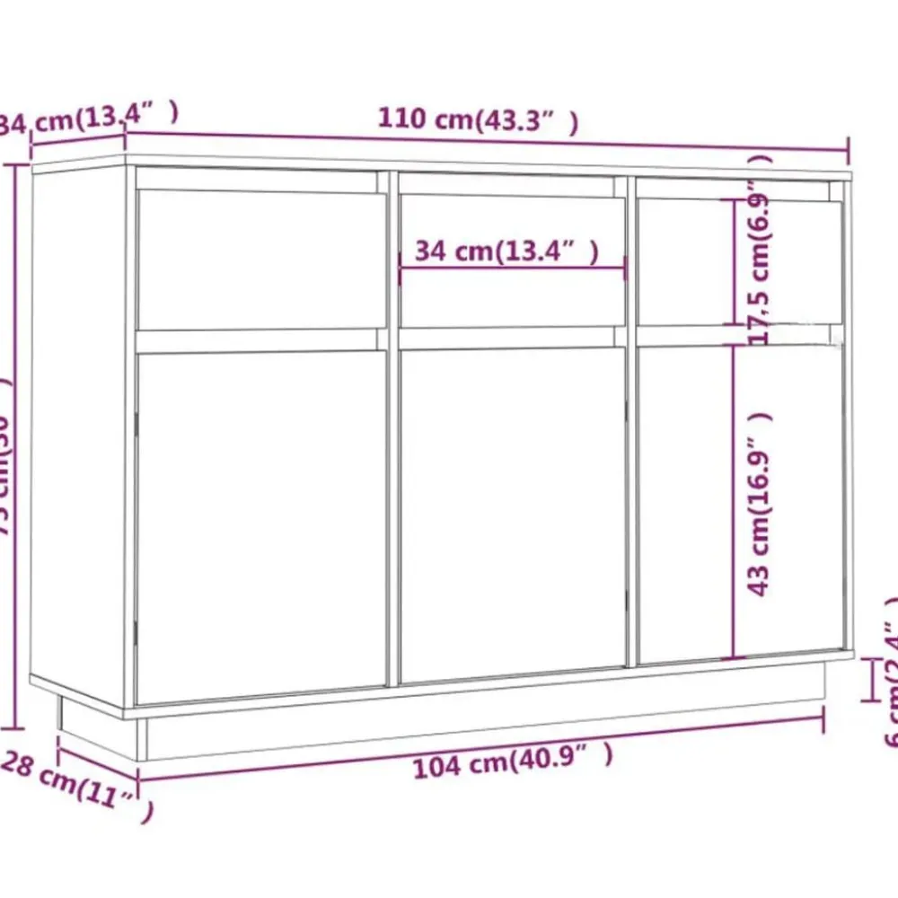 Online Senkki 110x34x75cm eri värejä Senkit