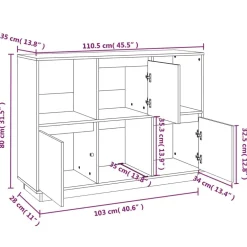 Outlet Senkki 110,5x35x80cm, mänty, eri värejä Senkit