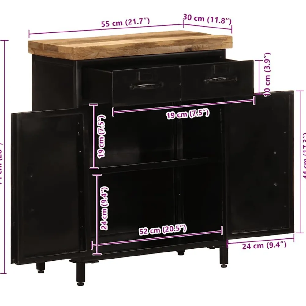 Senkki 55x30x71 cm täysi mangopuu (09947)*FinePRICE Best