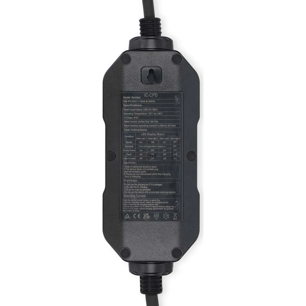 New Sähköauton latauslaite EVCH37KWBK20, Type2, 1-vaihe, 16A, 3.7kW, 5m kaapeli Sähköauton Latauslaitteet