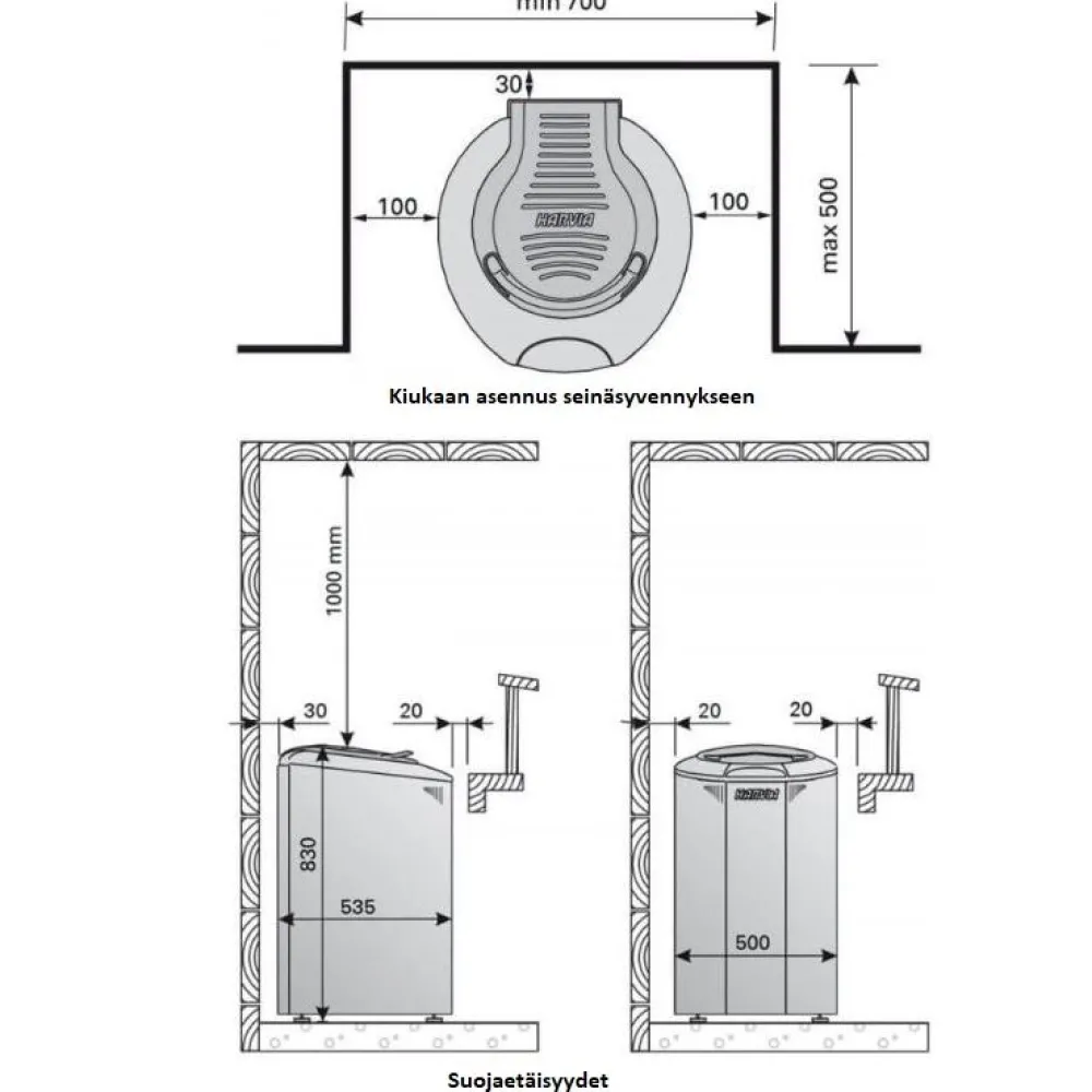 Sähkökiuas Aina Valmis Forte AFB6 6 kW 7-12 m³ erillinen ohjaus musta*Harvia Outlet