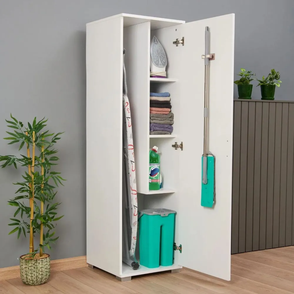 Outlet Siivouskaappi Tuval 063, leveys 50cm, korkeus 176cm, valkoinen Siivouskaapit