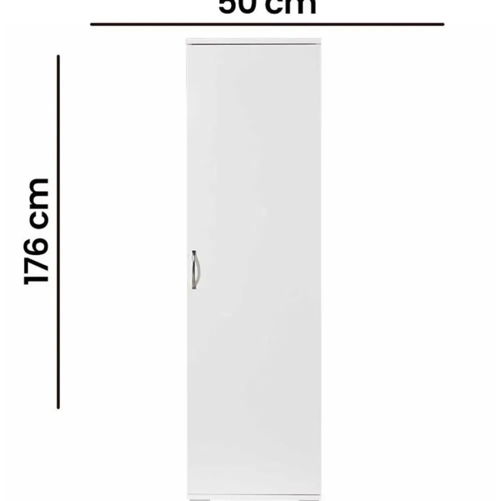 Outlet Siivouskaappi Tuval 063, leveys 50cm, korkeus 176cm, valkoinen Siivouskaapit