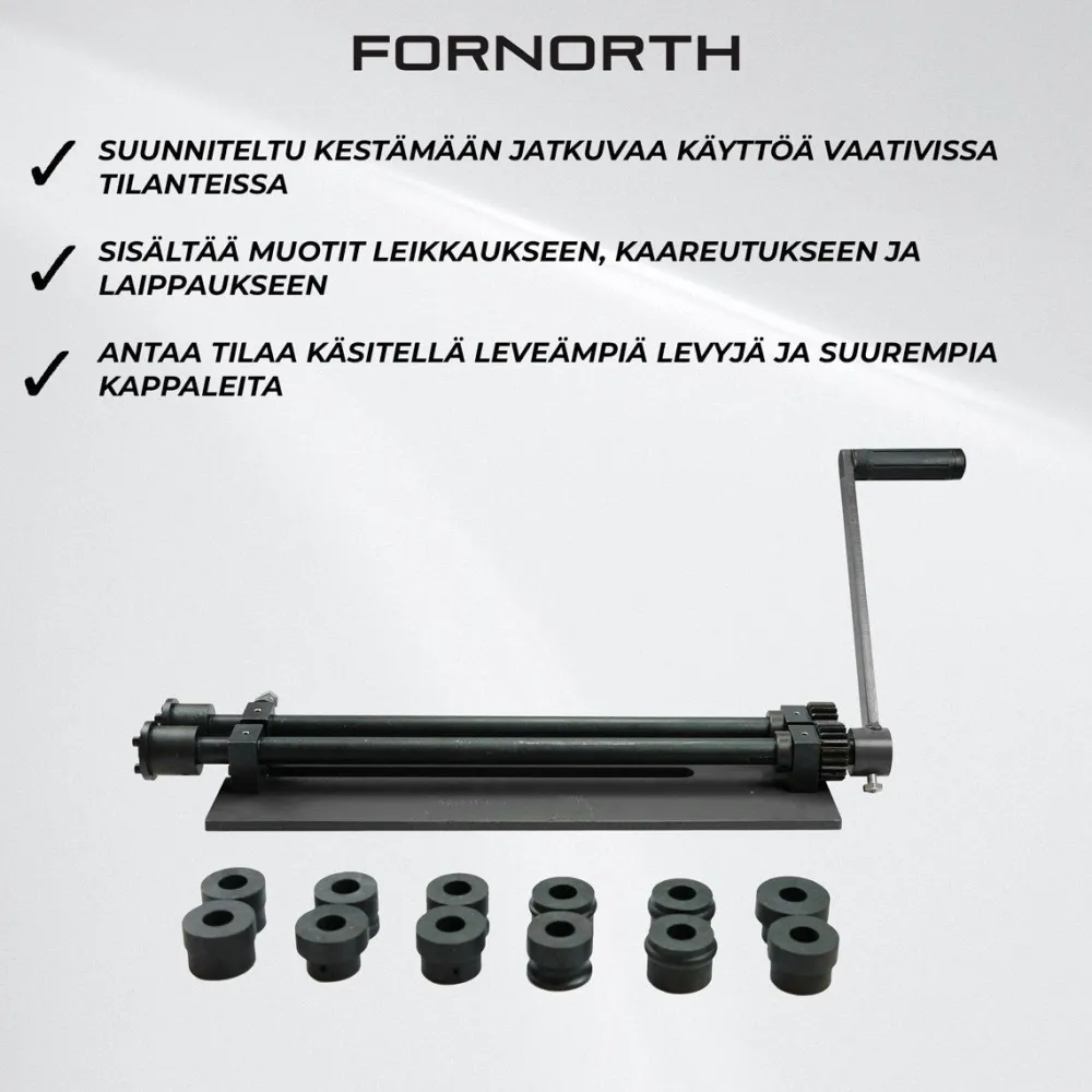 Sikkikone , sis. muotit leikkaukseen, kaareutukseen ja laippaukseen, 460mm*Fornorth Best