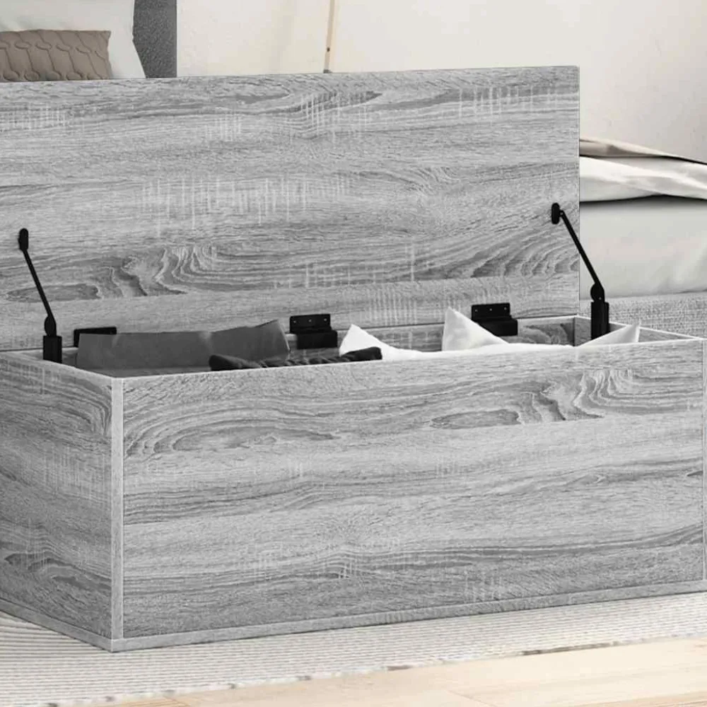 Discount Säilytyslaatikko harmaa Sonoma 90x35x35 cm tekninen puu (40686) Säilytysarkut