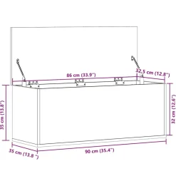 Discount Säilytyslaatikko harmaa Sonoma 90x35x35 cm tekninen puu (40686) Säilytysarkut