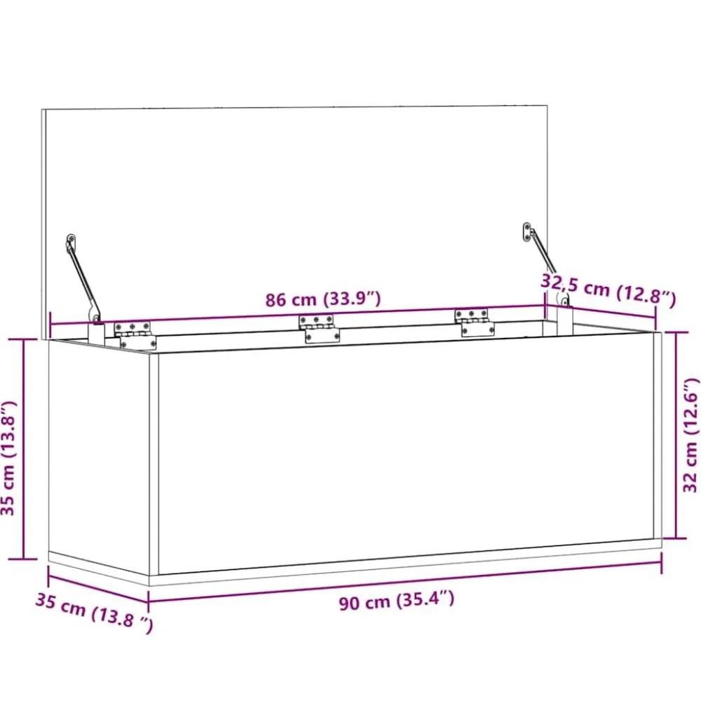 Discount Säilytyslaatikko harmaa Sonoma 90x35x35 cm tekninen puu (40686) Säilytysarkut