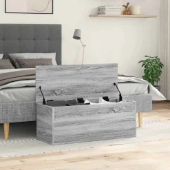 Discount Säilytyslaatikko harmaa Sonoma 90x35x35 cm tekninen puu (40686) Säilytysarkut