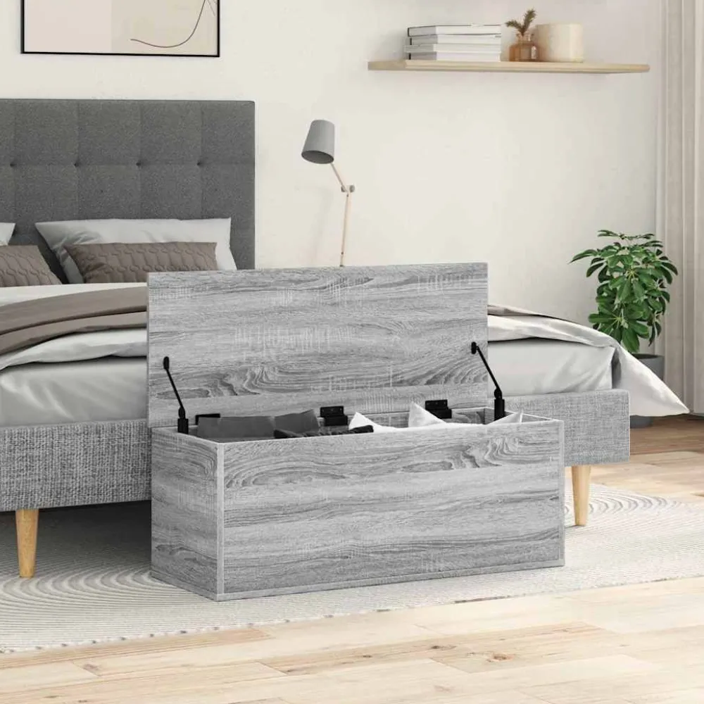 Discount Säilytyslaatikko harmaa Sonoma 90x35x35 cm tekninen puu (40686) Säilytysarkut