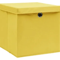 Säilytyslaatikot kansilla 10 kpl 28x28x28 cm keltainen*FinePRICE New