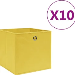 Online Säilytyslaatikot 10 kpl kuitukangas 28x28x28 cm keltainen Piensäilytys Ja Korit