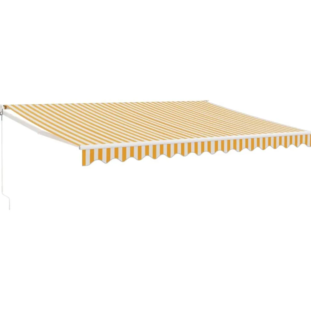 Sisäänkelattava markiisi keltainen/valkoinen 4,5x3 m kangas/alumiini*FinePRICE Clearance