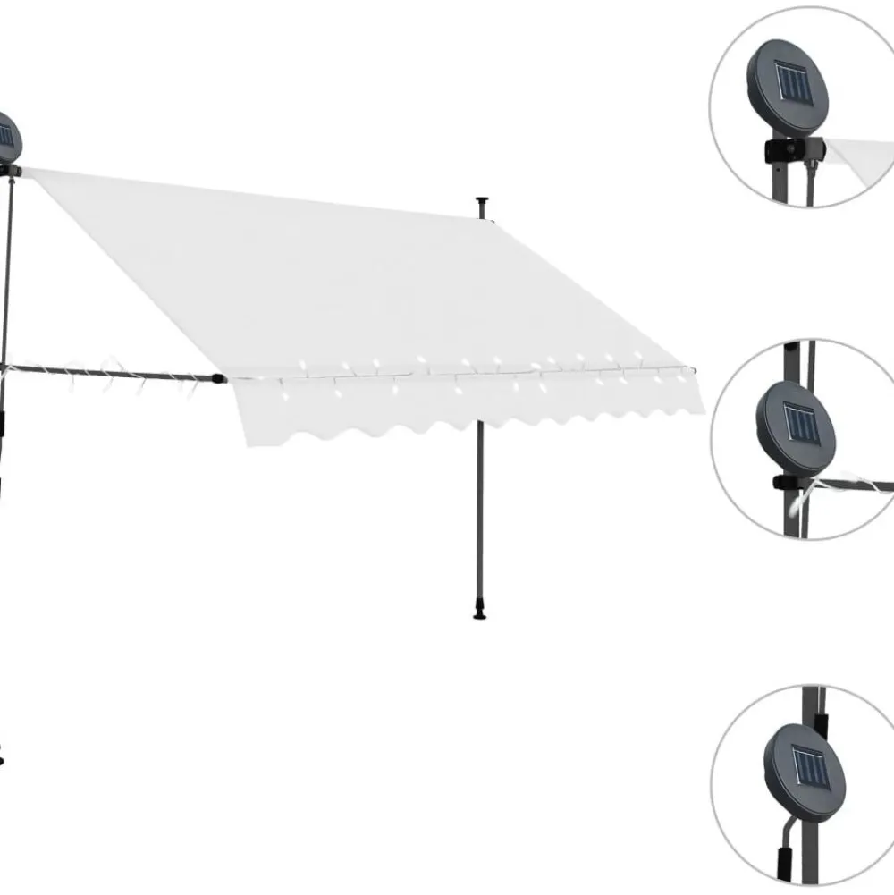 Sisäänkelattava markiisi ledillä 300 cm kerma*FinePRICE Online