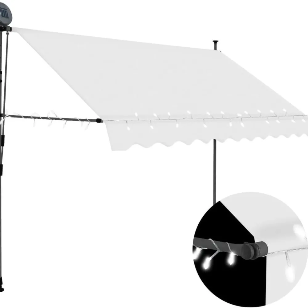 Sisäänkelattava markiisi ledillä 300 cm kerma*FinePRICE Online