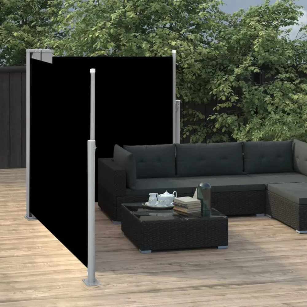 Discount Sisäänvedettävä sivumarkiisi 120x600 cm musta Markiisit