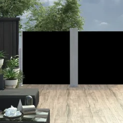 Discount Sisäänvedettävä sivumarkiisi 120x600 cm musta Markiisit