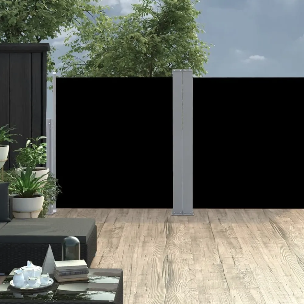 Discount Sisäänvedettävä sivumarkiisi 120x600 cm musta Markiisit