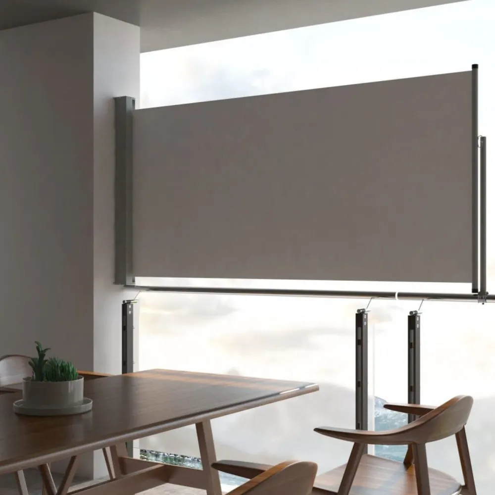 Sisäänvedettävä terassin sivumarkiisi 120 x 300 cm harmaa*FinePRICE Online