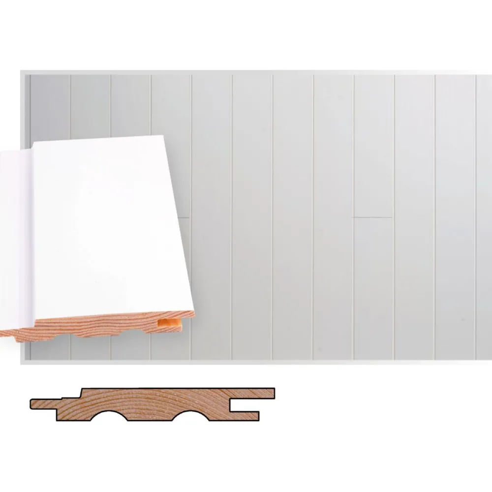Sisustuspaneeli STS-3 PN 13x95x2100mm Sj mänty ympäripontattu maalattu valkoinen*Maler New