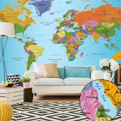 Online Sisustustarra World Map: Colourful Geography II 280x490cm Sisustustarrat